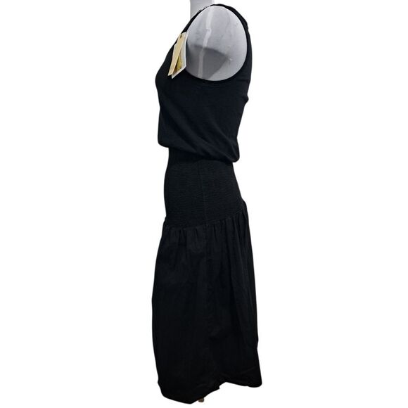 Nation LTD Sahar Combo Dress Smocked Neutral Minimalist Romantic Goth XS Black - Picture 5 of 15
